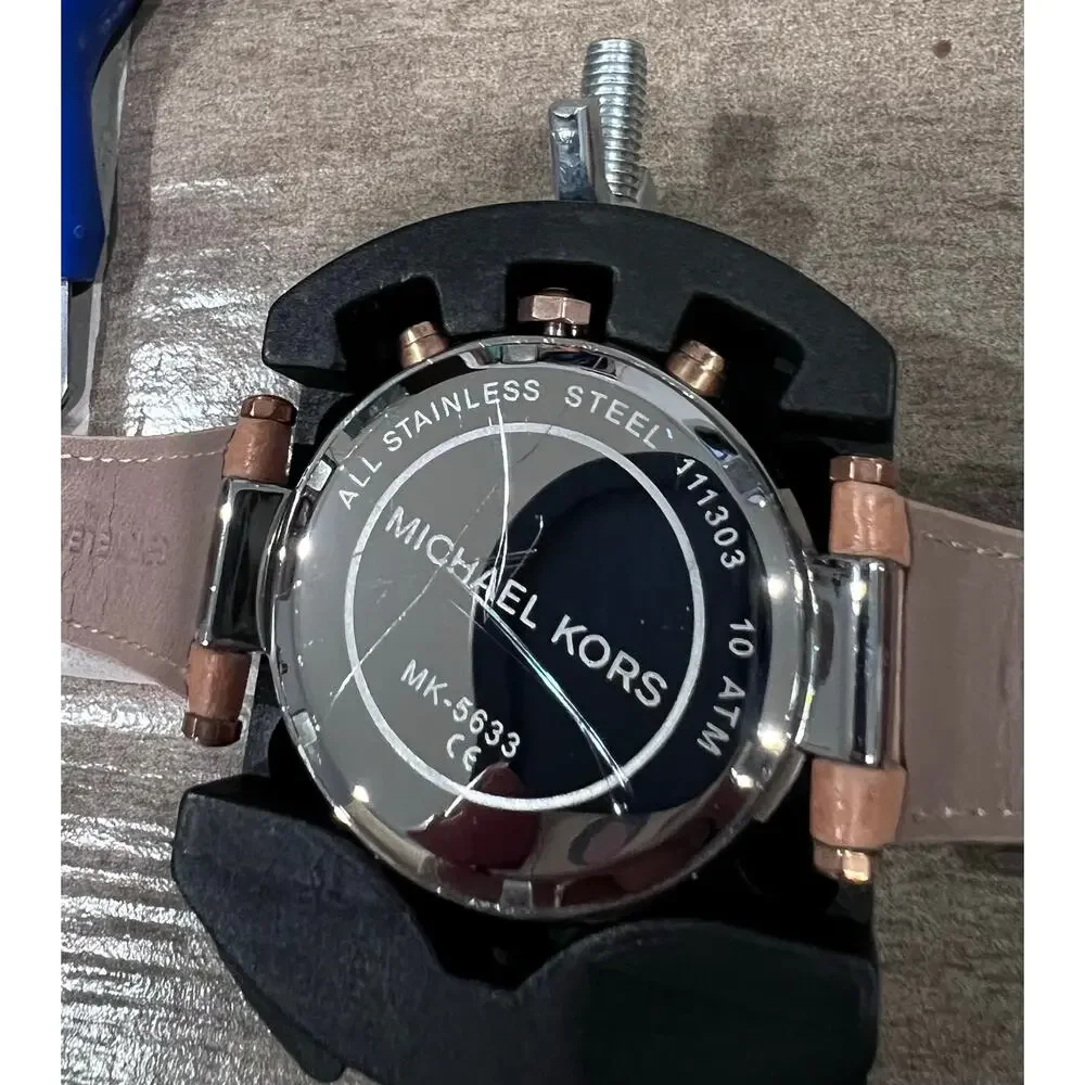 NWT Michael Kors MK5633 Parker Leather & Rose Gold Women's Watch New Battery